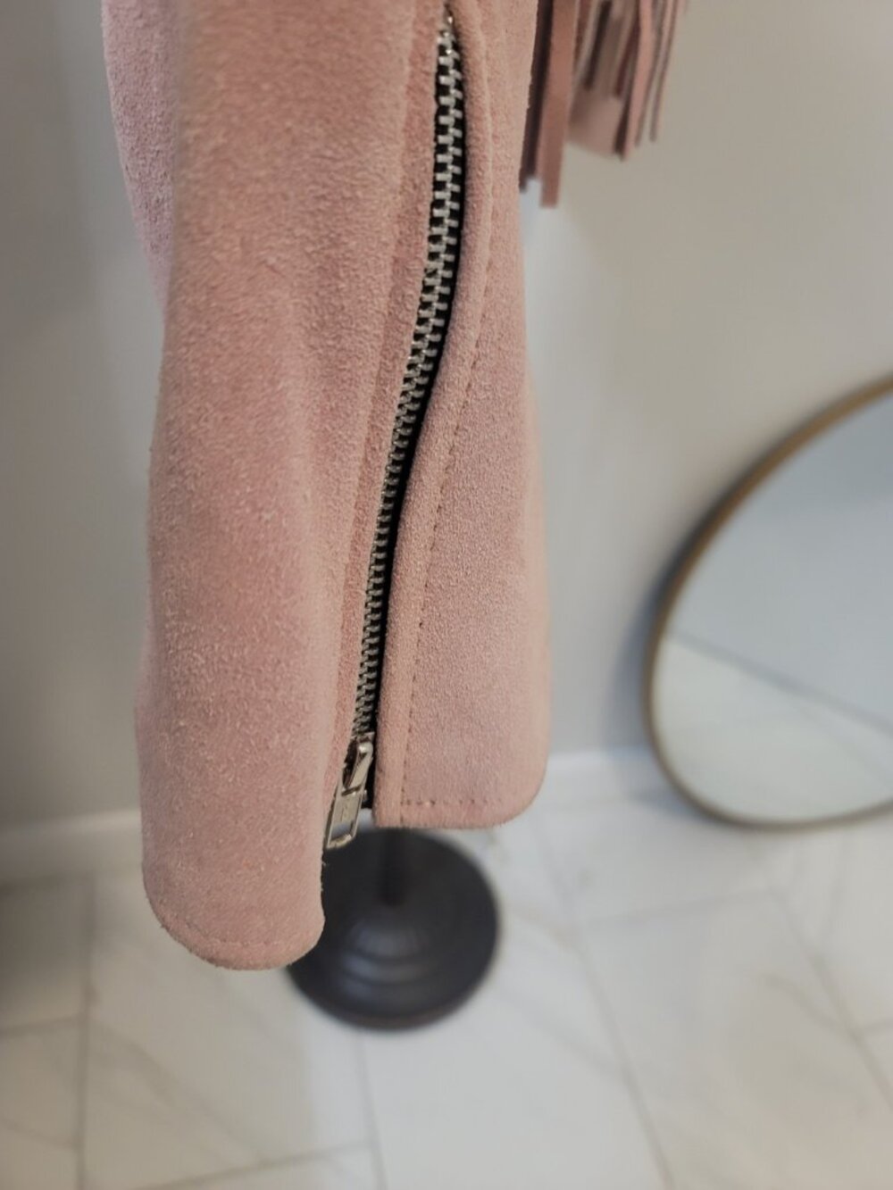 Free People Understand leather Fringe jacket Small Pink - Picture 7 of 8